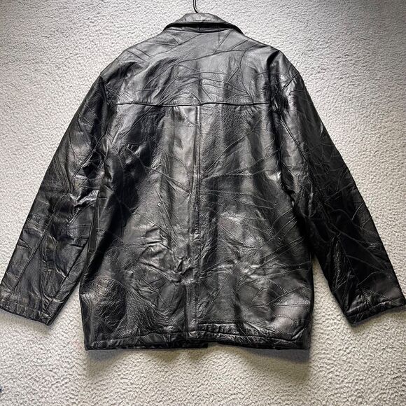 Leather Works Leather Jacket Mens Medium Black Button Front - Picture 6 of 16